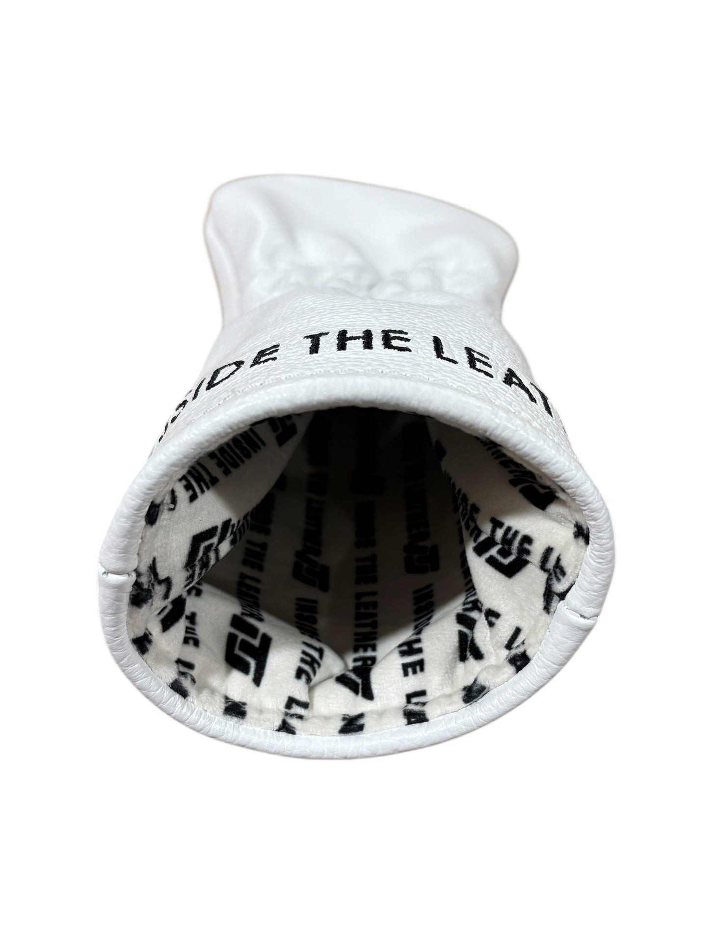 ITL Premium Leather Driver Cover - The Icon in White/Black - Inside the Leather Golf Gloves