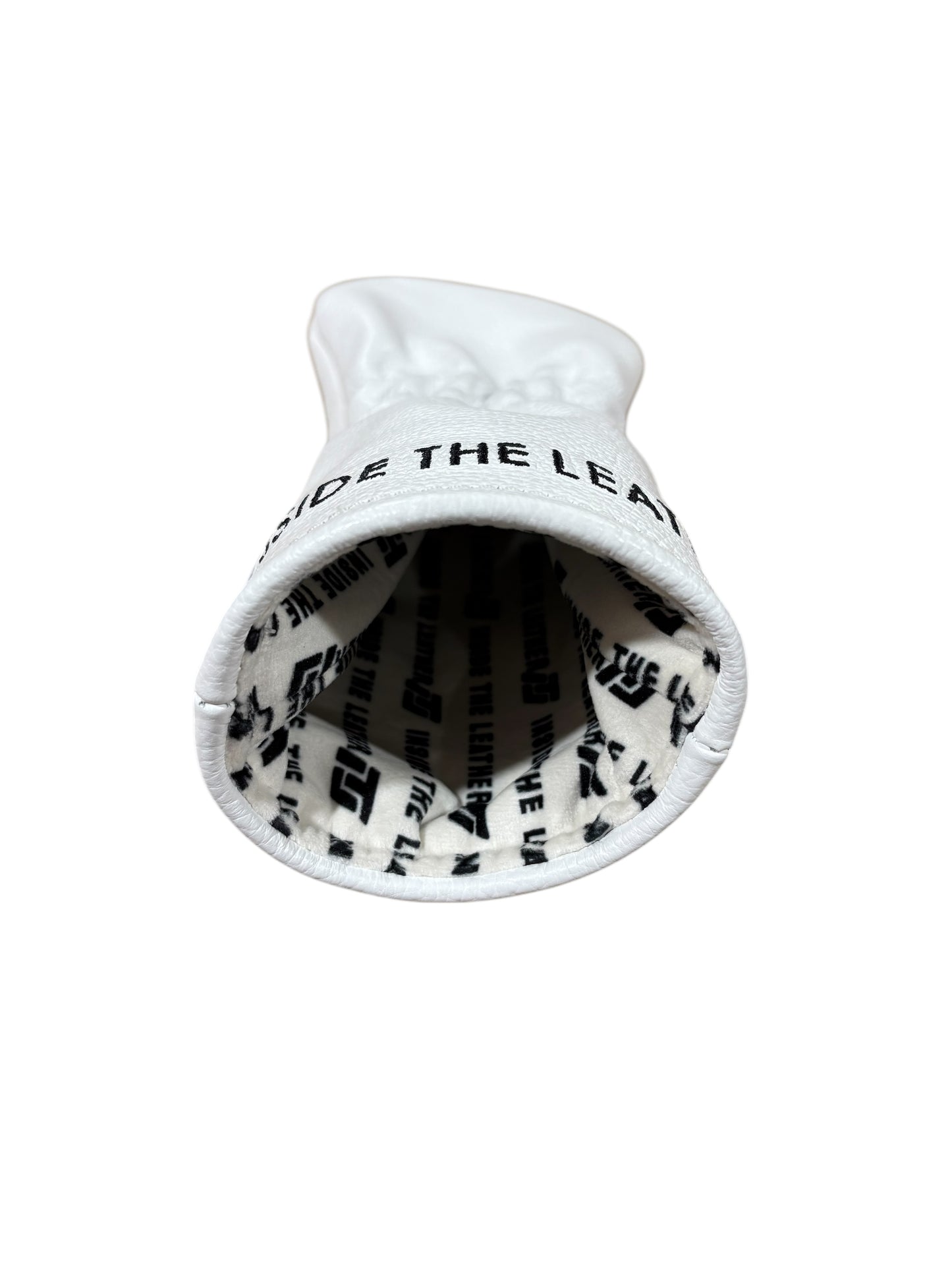 ITL Premium Leather Fairway Cover - The Icon in White/Black - Inside the Leather Golf Gloves