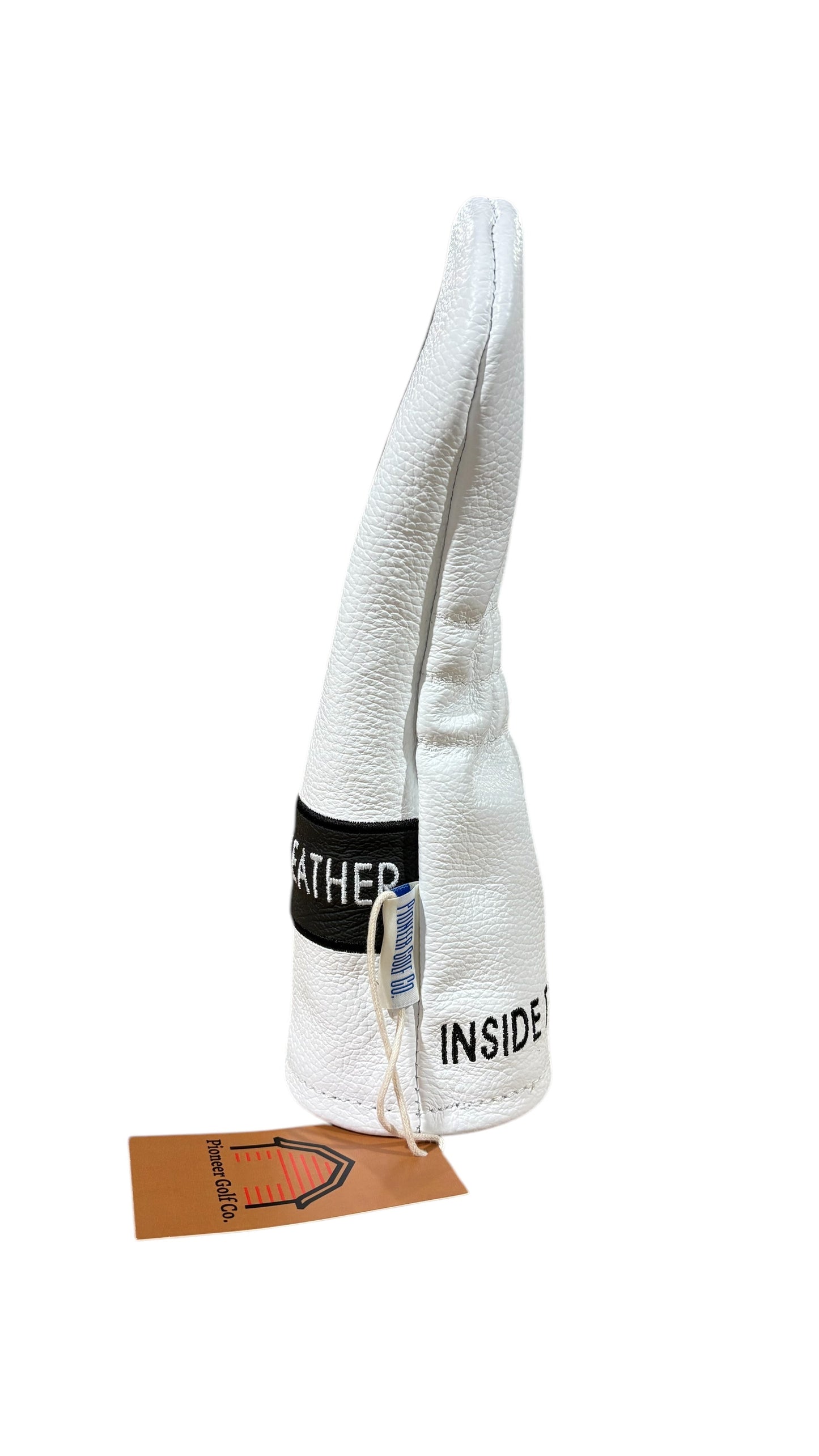 ITL Premium Leather Fairway Cover - The Icon in White/Black - Inside the Leather Golf Gloves