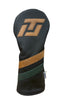 ITL Premium Leather Driver Cover - The Prestige in Black/Forest Green/Tan - Inside the Leather Golf Gloves