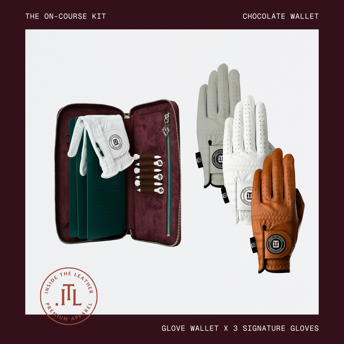 The Men's On-Course Kit - Left Hand Gloves with Chocolate Wallet