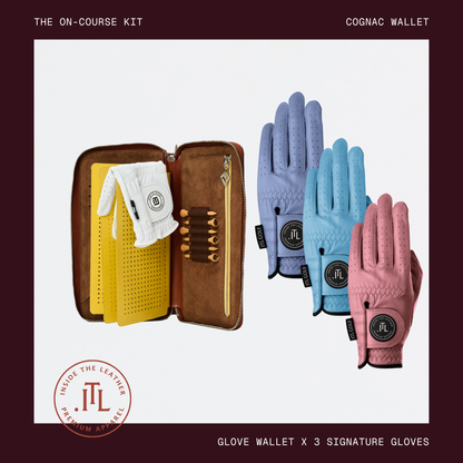 The Women's On-Course Kit - Right Hand Gloves with Cognac Wallet