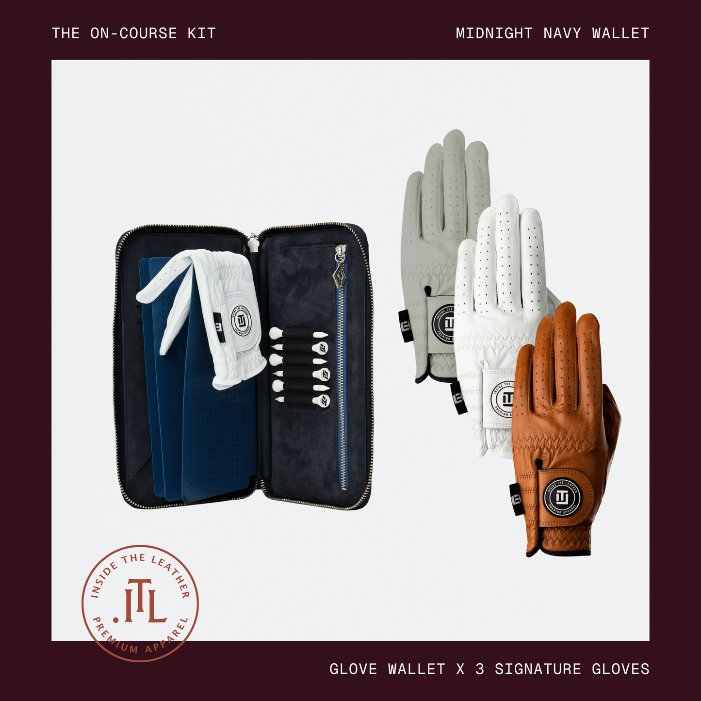 The Men's On-Course Kit - Left Hand Gloves with Midnight Navy Wallet