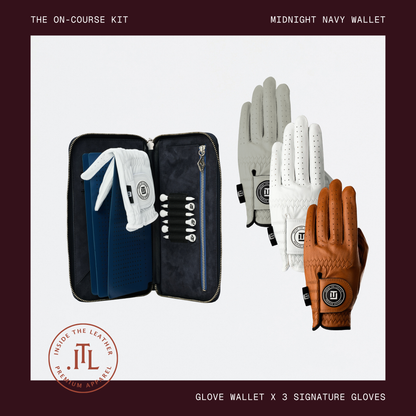 The Men's On-Course Kit - Left Hand Gloves with Midnight Navy Wallet
