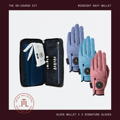 The Women's On-Course Kit - Left Hand Gloves with Midnight Navy Wallet