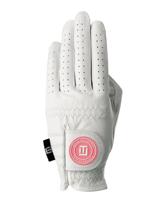 Women's ITL Signature Glove - Ghost White / Flamingo - Inside the Leather Golf Gloves